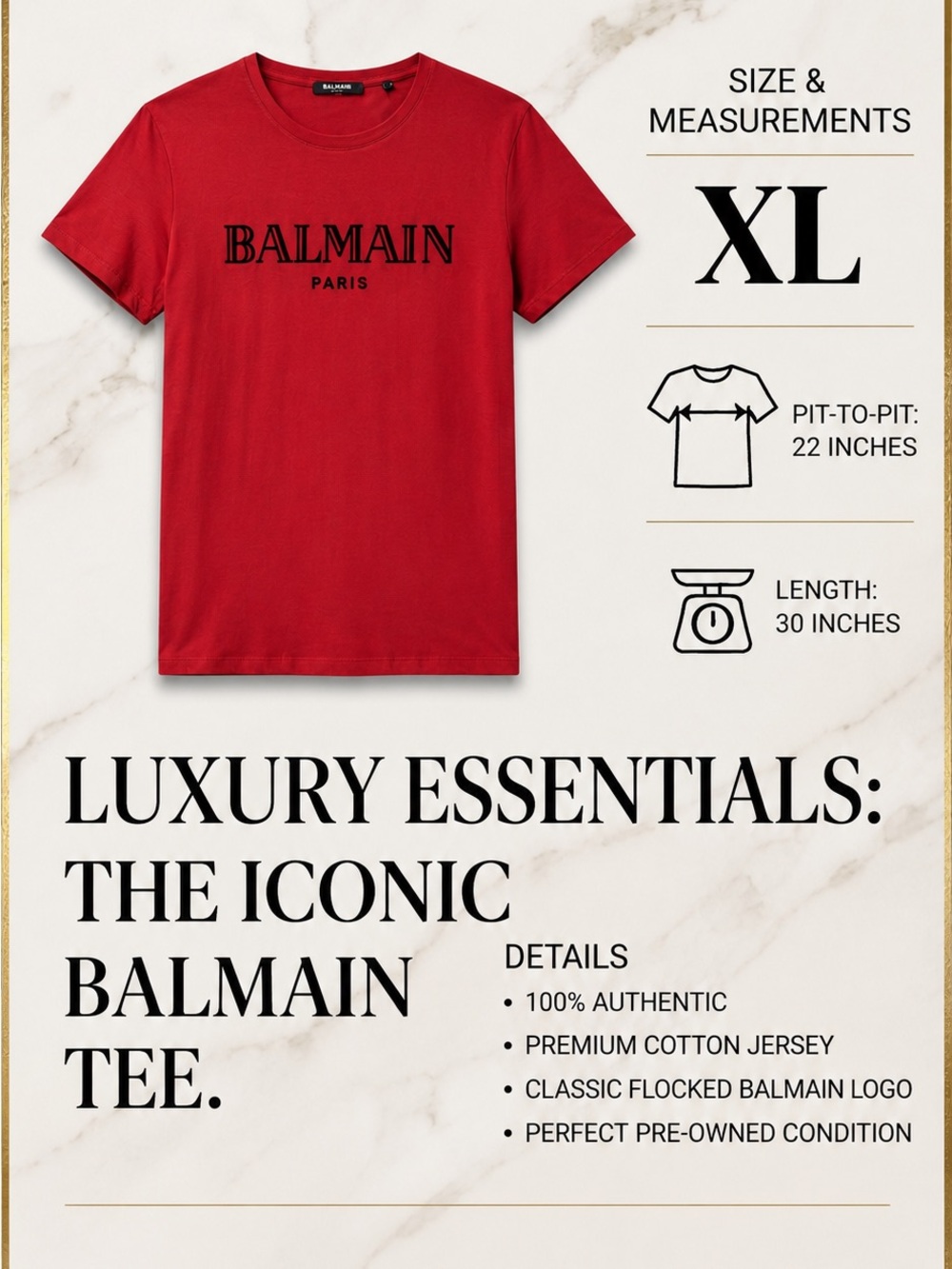 Balmain Paris Red Logo Men Tee - XL